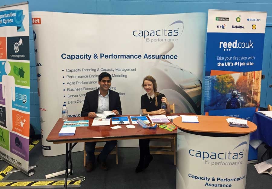 Rebeca and Prasham at the Capacitas Stand