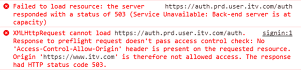 Server error message
