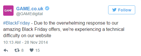 game website crash tweet