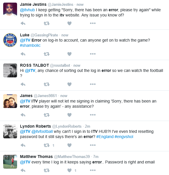 ITV down tweets
